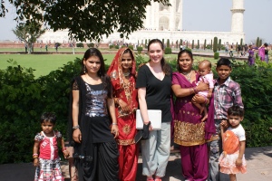 Gal with new friends at the Taj. 